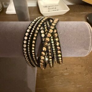 Swarovski Slake Deluxe Black Gold Studded Wrap Bracelet